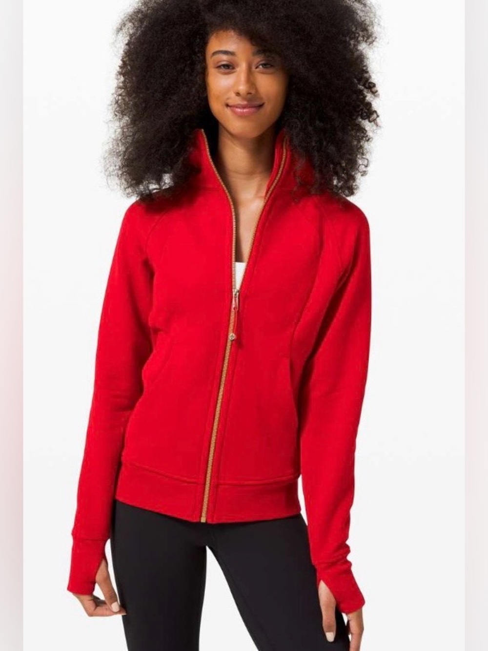 Lululemon Special Edition Scuba Full Zip Hoodie Jacket Red Gold Size 8